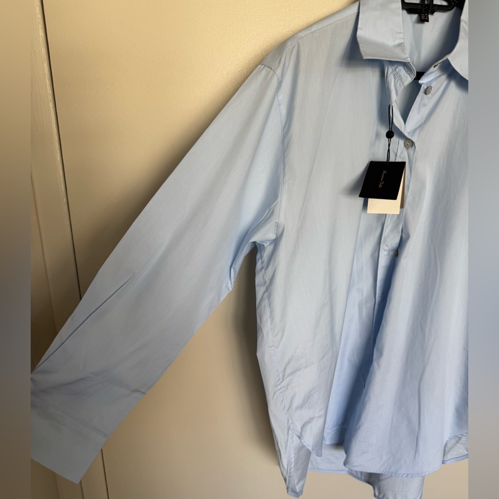 Massimo Dutti Pale Blue Cotton Dress Shirt - Size 38 - BNWT - Picture 8 of 9